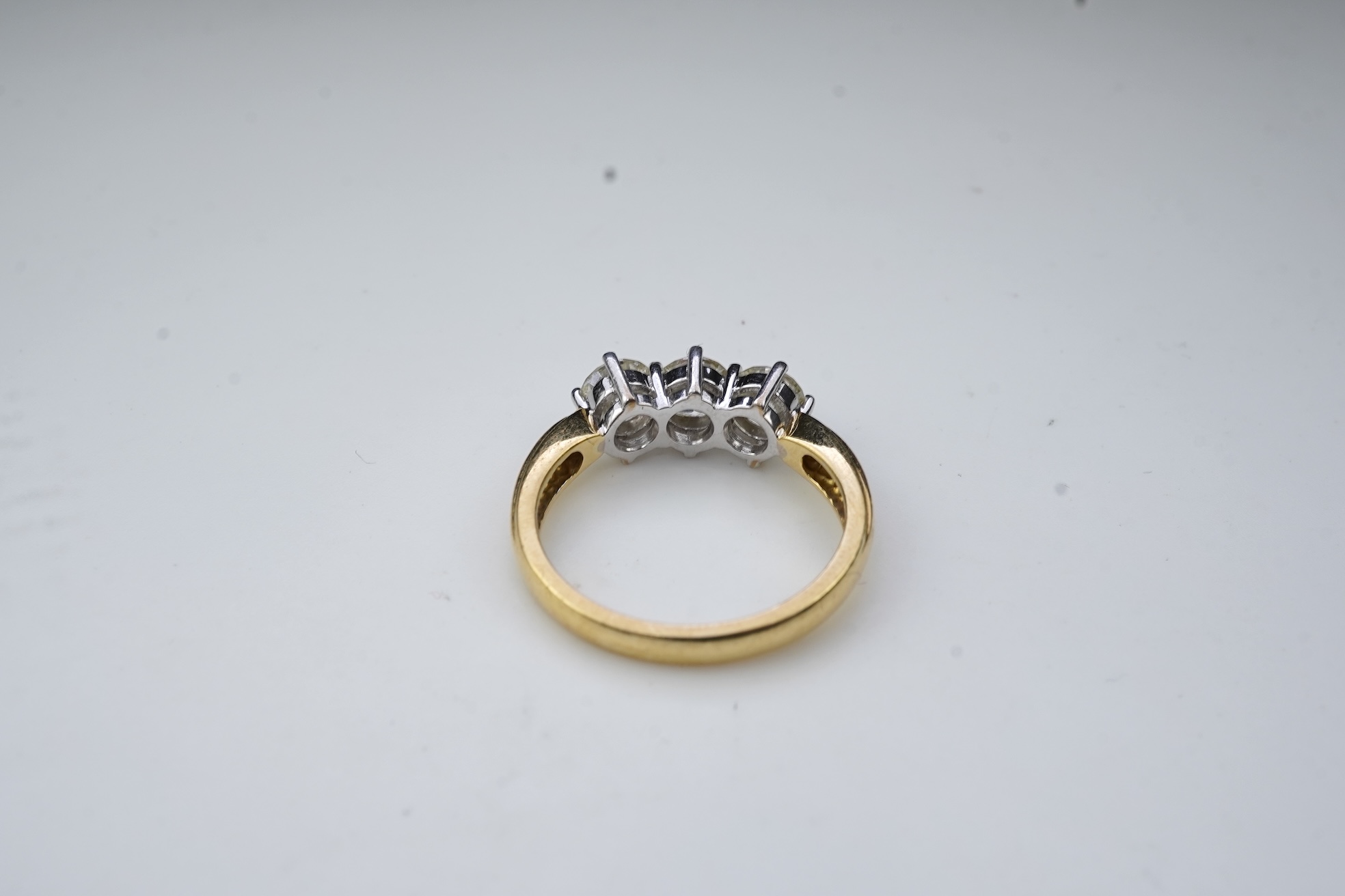 A diamond three-stone ring